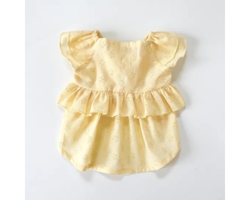 日本職人系列 - 全刺繡荷葉袖襯衫 黃色