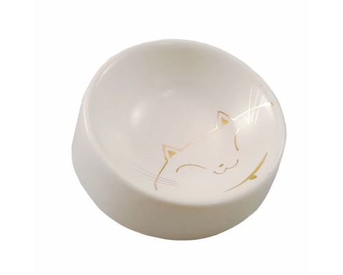 日本伝統手作工芸品 瀬戸燒 貓用陶瓷食器 貓之耳